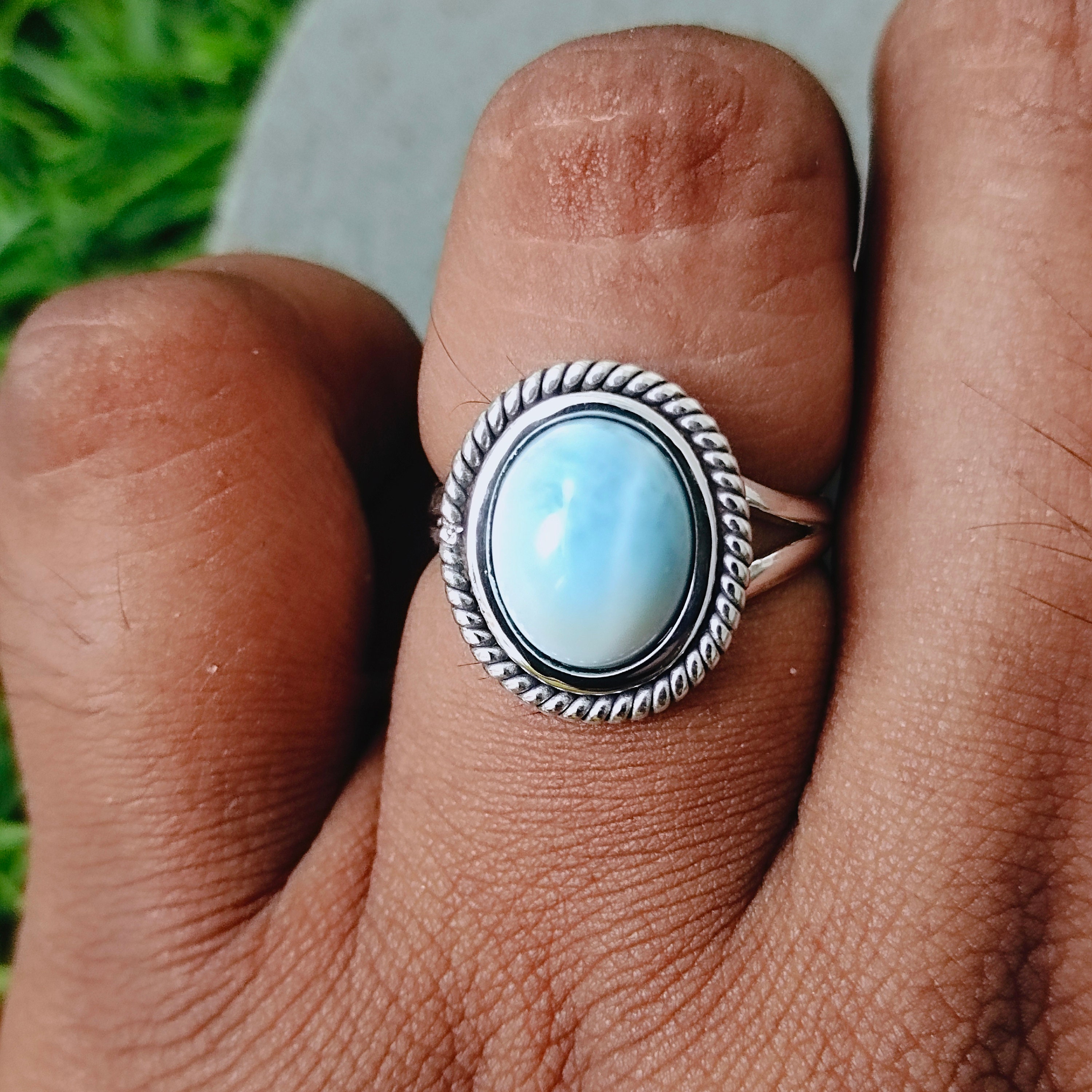 Natural Larimar Top Quality Stone Ring Larimar Ring 925 Etsy UK