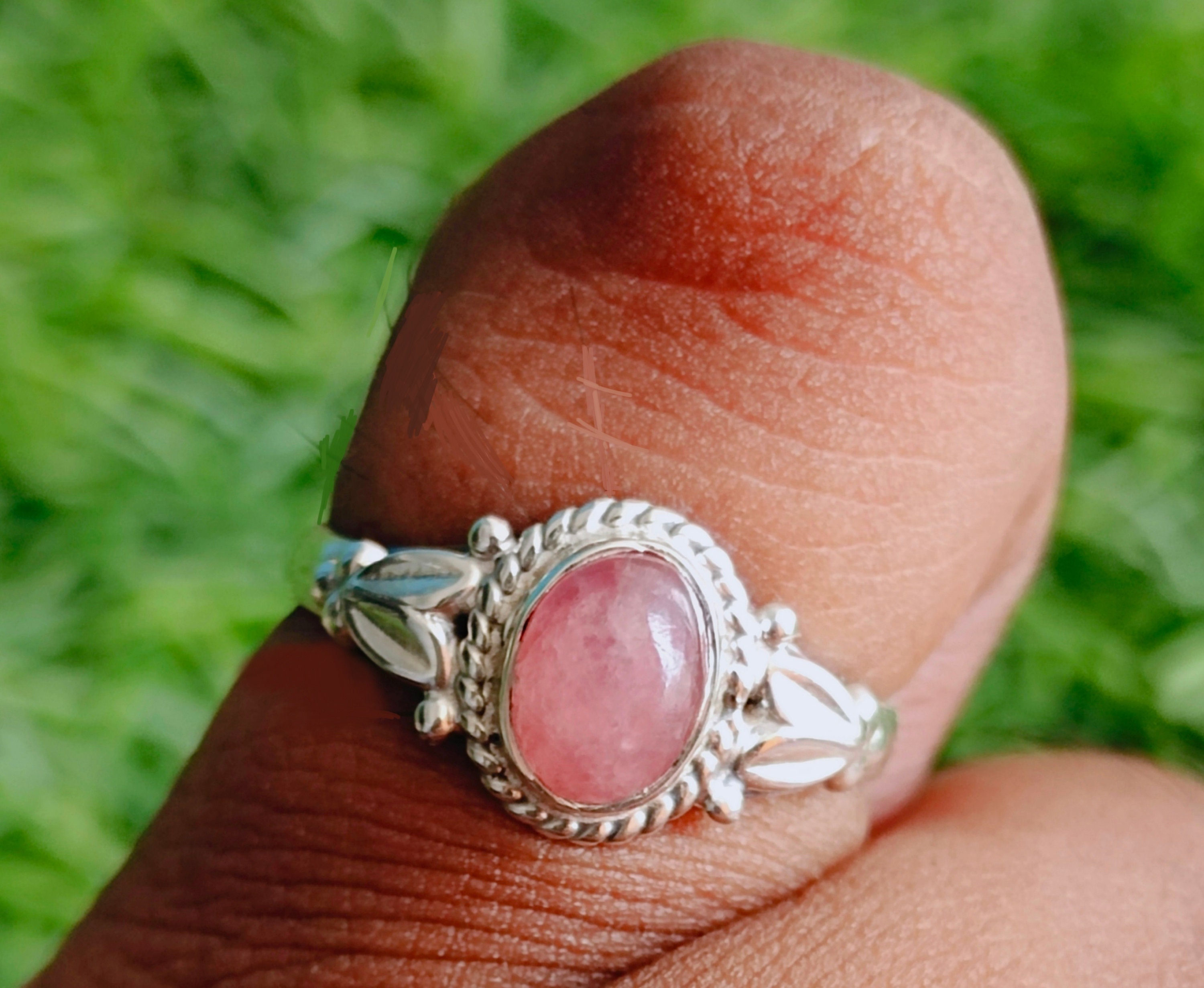 Rhodochrosite Stone Ring - Etsy Rhodochrosite Stone Ring - Etsy