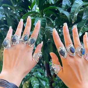 minimalist# summer gift# Boho Statement Ring -Labradorite Sterling Silver Ring -Bohemian Ring- Labradorite gemstone - Rings -Gift for her