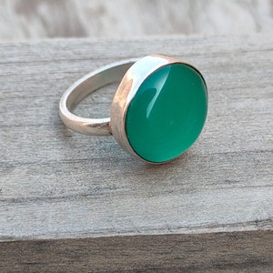 Boho Statement Ring - Green Onyx Sterling Silver Ring - Hand Crafted Bohemian Ring-Bohemian Ring - Green Onyx  - Rings -Gift for