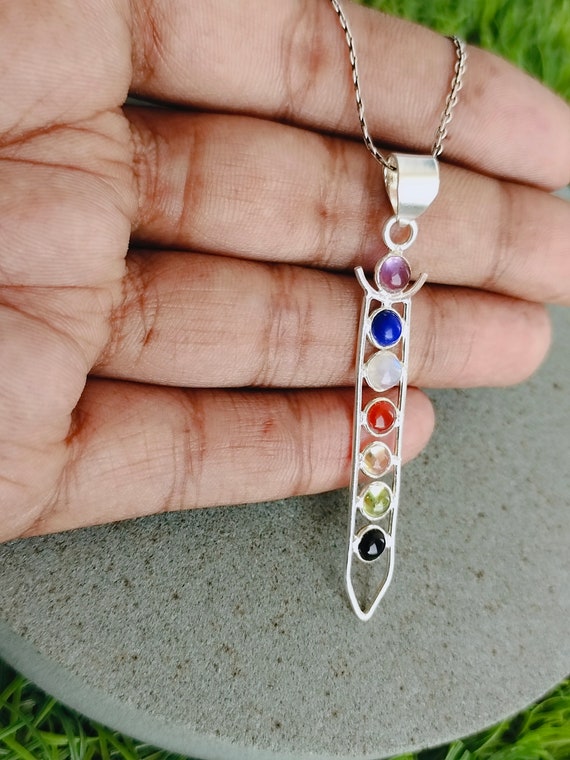 Set Di 7 Collane Con Ciondoli In Argento E Pietra Tormalina - Foto 9