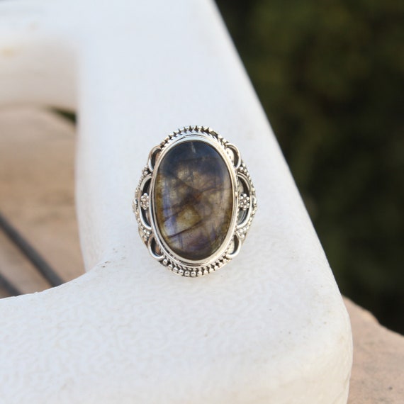 Anello In Argento Sterling 925 Fatto A Mano Con Pietre Naturali – Onice, Agata, Occhio Di Tigre, Turchese – Misura 11