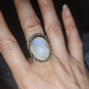 Moonstone Boho Ring Rainbow Moonstone Sterling Silver Ring statement ring free shipping ring minimalist handmade jewelry gift bestseller image 6