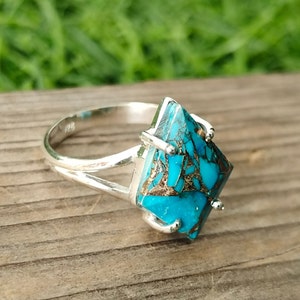 composite Turquoise  Gemstone Boho  Ring - 925 Sterling Silver Ring - Turquoise  Ring - Bohemian Ring - Turquoise ring- Rings - Gift for