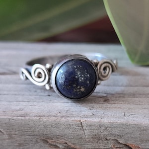 Boho Lapis Lazuli Sterling Silver Ring: Handmade Bohemian Jewelry
