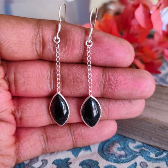 Dangle black earrings best sale