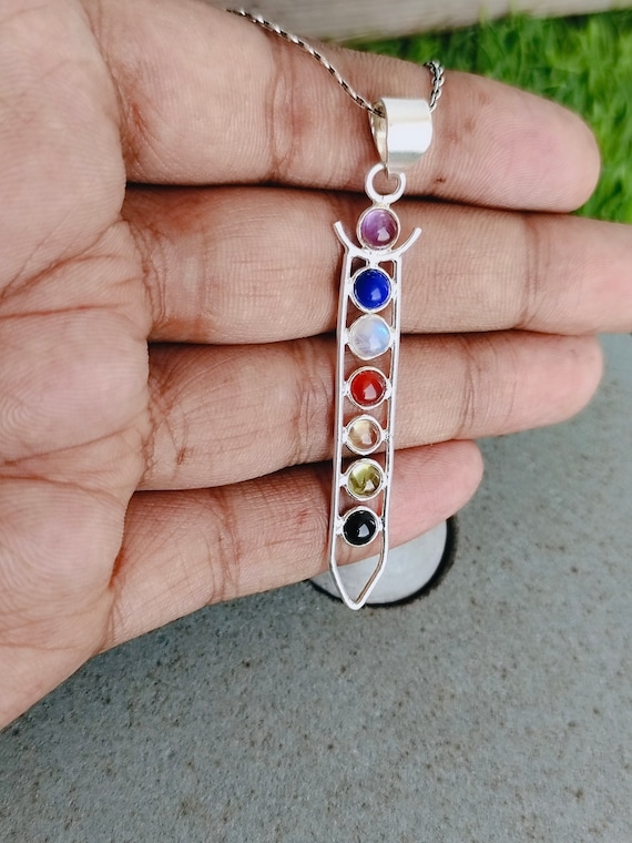 Collana In Argento Sterling 925 Naturale Con 7 Chakra - Foto 6