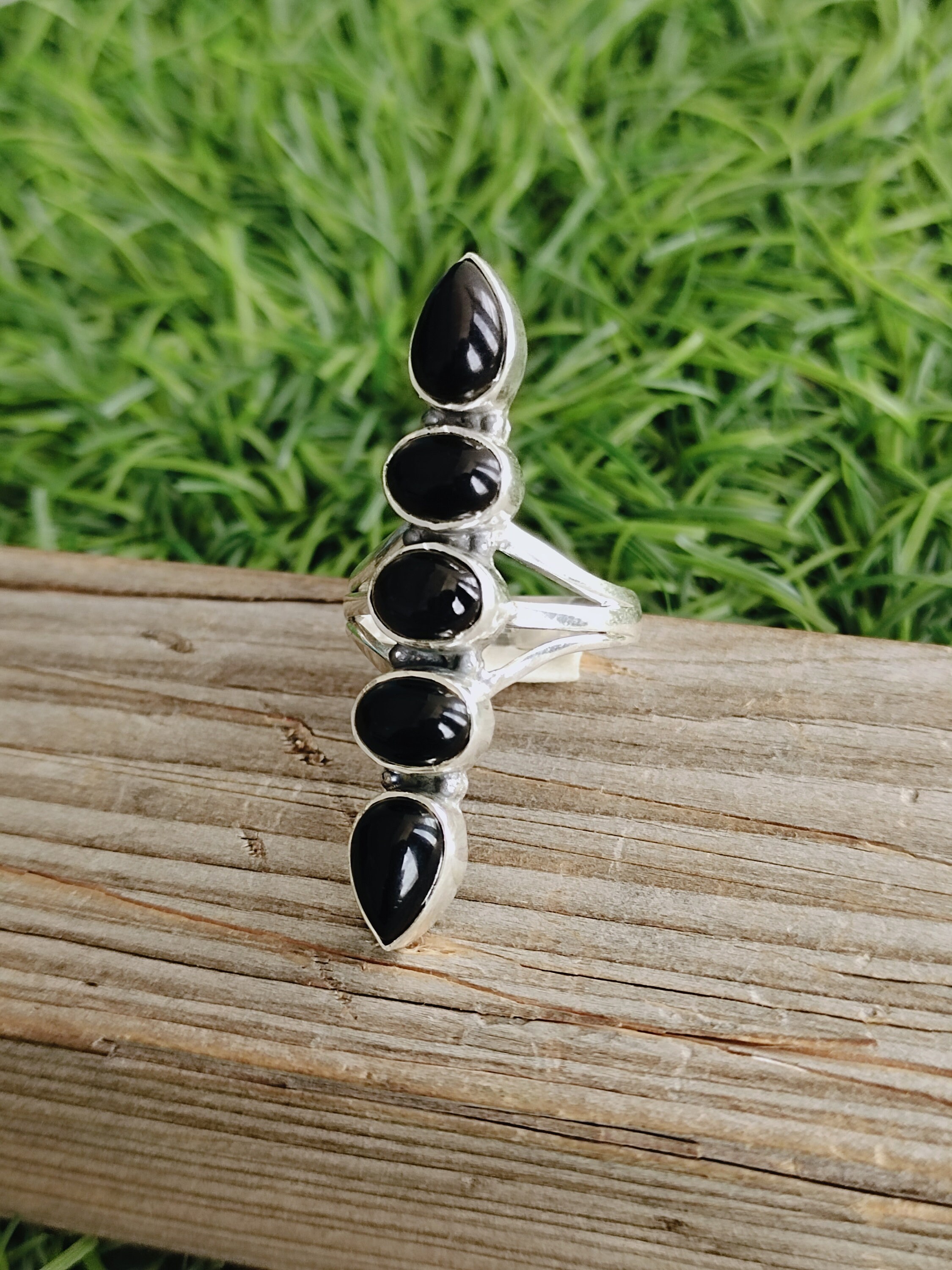 Black Onyx top quality Black Stone ring Cabochon ring 925 Etsy