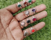 Multiple Stones Boho Statement Rings , 925 Sterling Silver