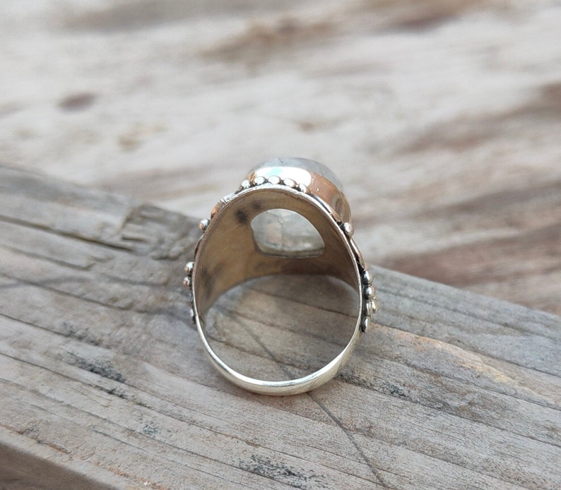 Moonstone Boho Ring Rainbow Moonstone Sterling Silver Ring statement ring free shipping ring minimalist handmade jewelry gift bestseller image 3