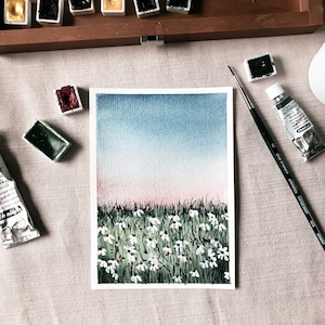 Acquerello da pittura primaverile - fatto a mano -