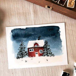 Gedruckte Karte „Winterhäuschen“