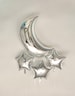 Sweet Moon 4 Piece Moon and Star Foil Balloons - Baby Shower, Birthday, Gender Reveal, Eid, and Ramadan Party Decoration (Silver) 