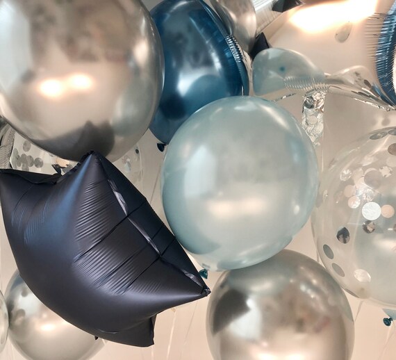 Metallic Gray Sweet Moon 24 Piece Moon and Star Balloons Bouquet