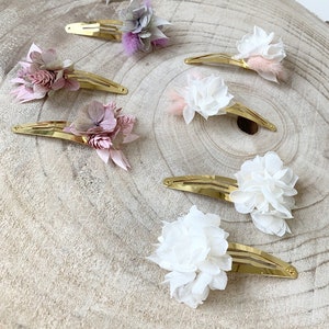 Barrette à cheveux clic-clac en fleurs séchées ROMY accessoire coiffure, cheveux, mariage pour adulte et enfant image 1