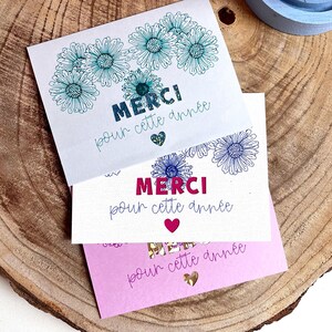 Carte remerciement maîtresse "Merci pour cette année", carte de voeux maîtresse, ATSEM, nounou