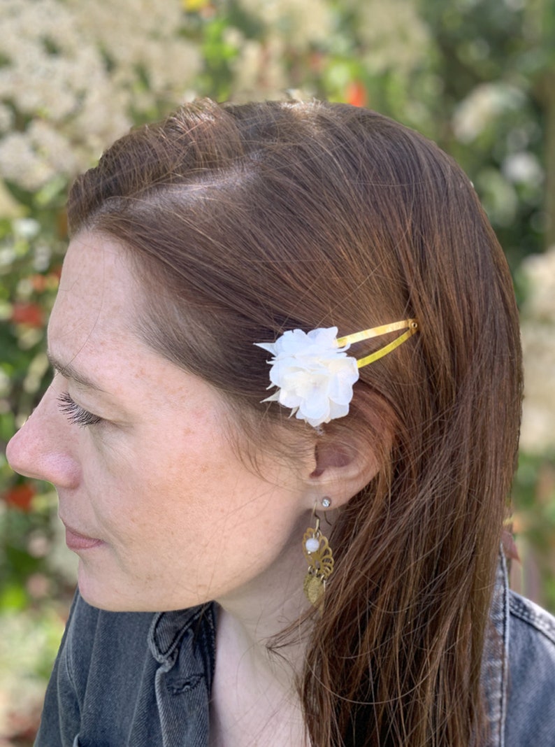 Barrette à cheveux clic-clac en fleurs séchées ROMY accessoire coiffure, cheveux, mariage pour adulte et enfant image 4