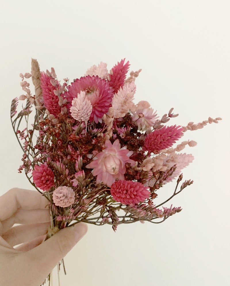 Mini Bouquet de Fleurs Séchées Rosita et Son Vase - Décoration d'intérieur