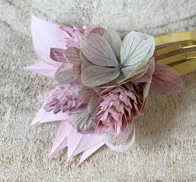 Barrette à cheveux clic-clac en fleurs séchées ROMY accessoire coiffure, cheveux, mariage pour adulte et enfant image 6