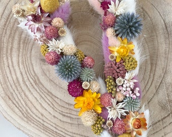 Lettre fleurie personnalisable, lettre fleurs séchées - décoration d'intérieur, idée cadeau