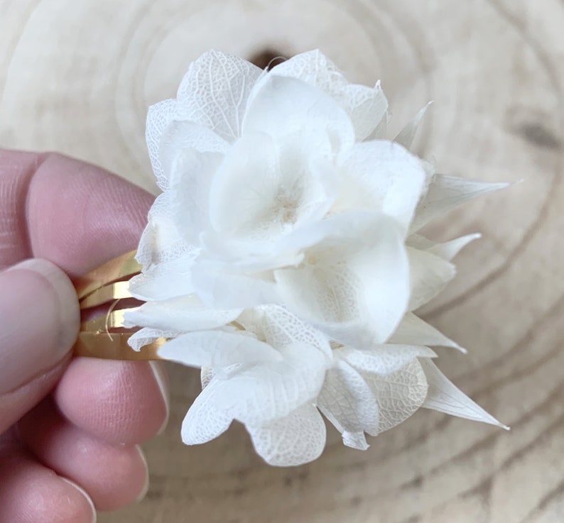 Barrette à cheveux clic-clac en fleurs séchées ROMY accessoire coiffure, cheveux, mariage pour adulte et enfant image 3