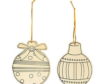 12 DIY Wood Christmas Tree Ornaments to Paint or Color-Fun craft projects for Kids