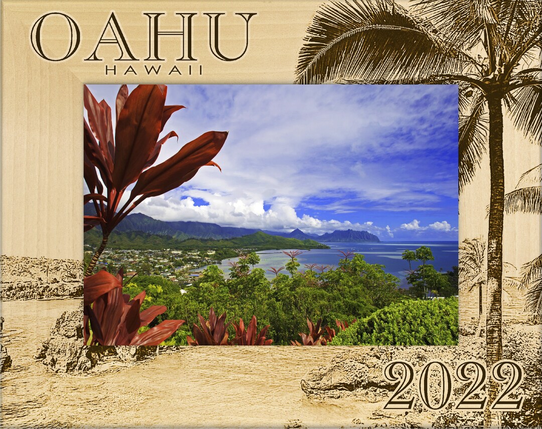 Personalized Oahu Hawaii Laser Engraved Wood Picture Framegreat Souvenir or Gift Etsy