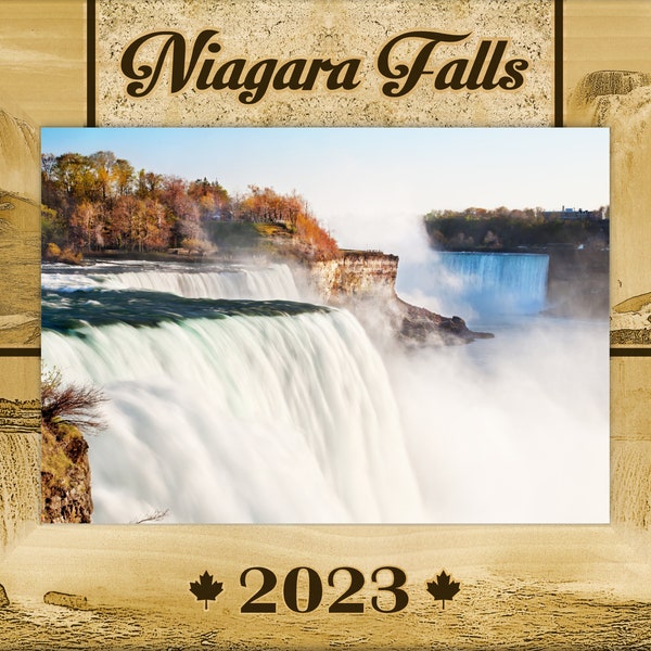 Personalized Niagara Falls Laser Engraved wood picture frame-Great Souvenir or Gift National Park