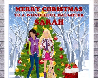 personalised with any RELATIONSHIP /& NAME KIDS LEGO FRIENDS CHRISTMAS CARDS