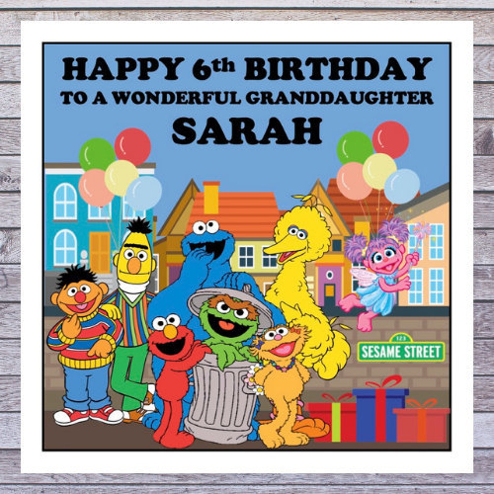 KIDS BIRTHDAY CARDS Sesame Street Personalised With Any - Etsy Denmark