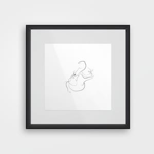 Hippo Line Drawing Art Print, Africa, Instant Digital Download