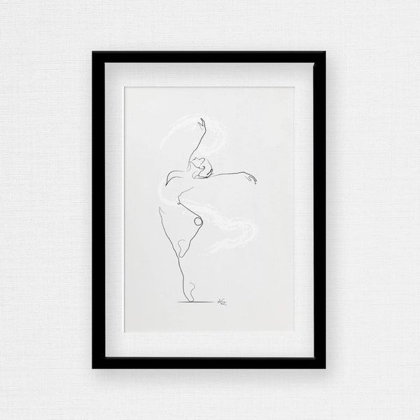 UNFURL Ballerina Dancer Line Drawing Art Print, Ballet Poster, Instant Digital Download