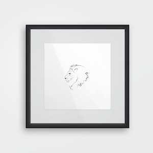 Lion Line Drawing Art Print, Africa, Instant Digital Download