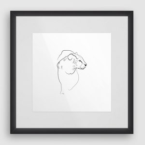 Leopard Line Drawing Art Print, Africa, Instant Digital Download