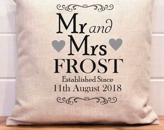 Wedding date pillow | Etsy Personalised PILLOW CASES Wedding Bride