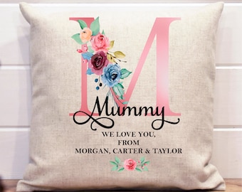 Mothers Day Gift Mummy Personalised Cushion Gift for Mummy Birthday Gift 50th 60th 70th 80th 90th Mum Birthday Mother Mummy flowers