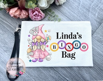 Bingo gift  bag pouch Pens Dabbers Case Bag Pouch, Bingo Gift, Personalised Bingo Gift, Nanny Bingo Gift linen zip dabber bag, bingo gonk,