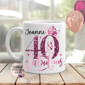 Ladies Personalised 40th Birthday Mug, 40 & Fabulous image 1