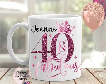 Ladies Personalised 40th Birthday Mug, 40 & Fabulous