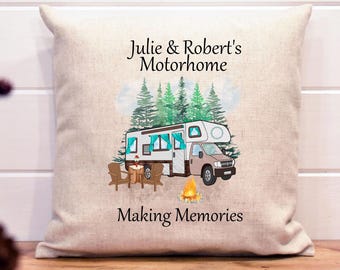 Personalised Motorhome Cushion | Campervan Gift for Couples | Caravan Cushion | Custom Name Camping Gift | Motorhome Decor Gift for Him Her