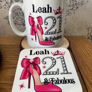 Ladies Personalised 21st Birthday Mug, 21 and fabulous, 21st birthday gift girl, Daughter, Granddaughter, Sister, Niece, Friend, Bestie image 12
