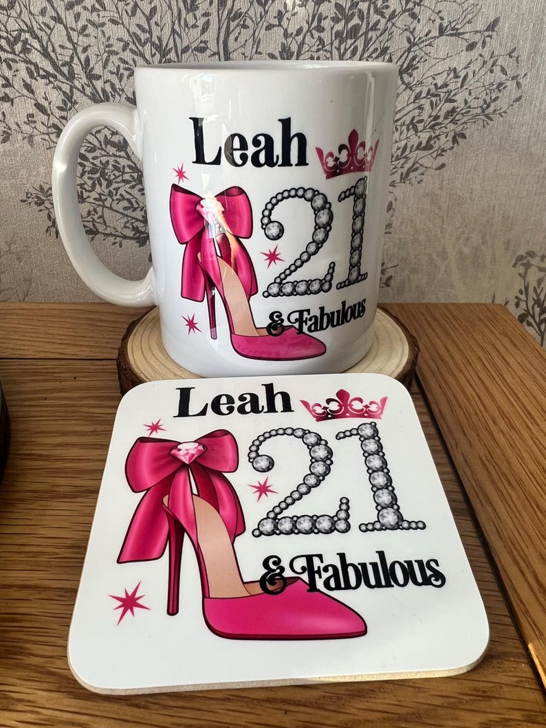Ladies Personalised 21st Birthday Mug, 21 and fabulous, 21st birthday gift girl, Daughter, Granddaughter, Sister, Niece, Friend, Bestie image 12