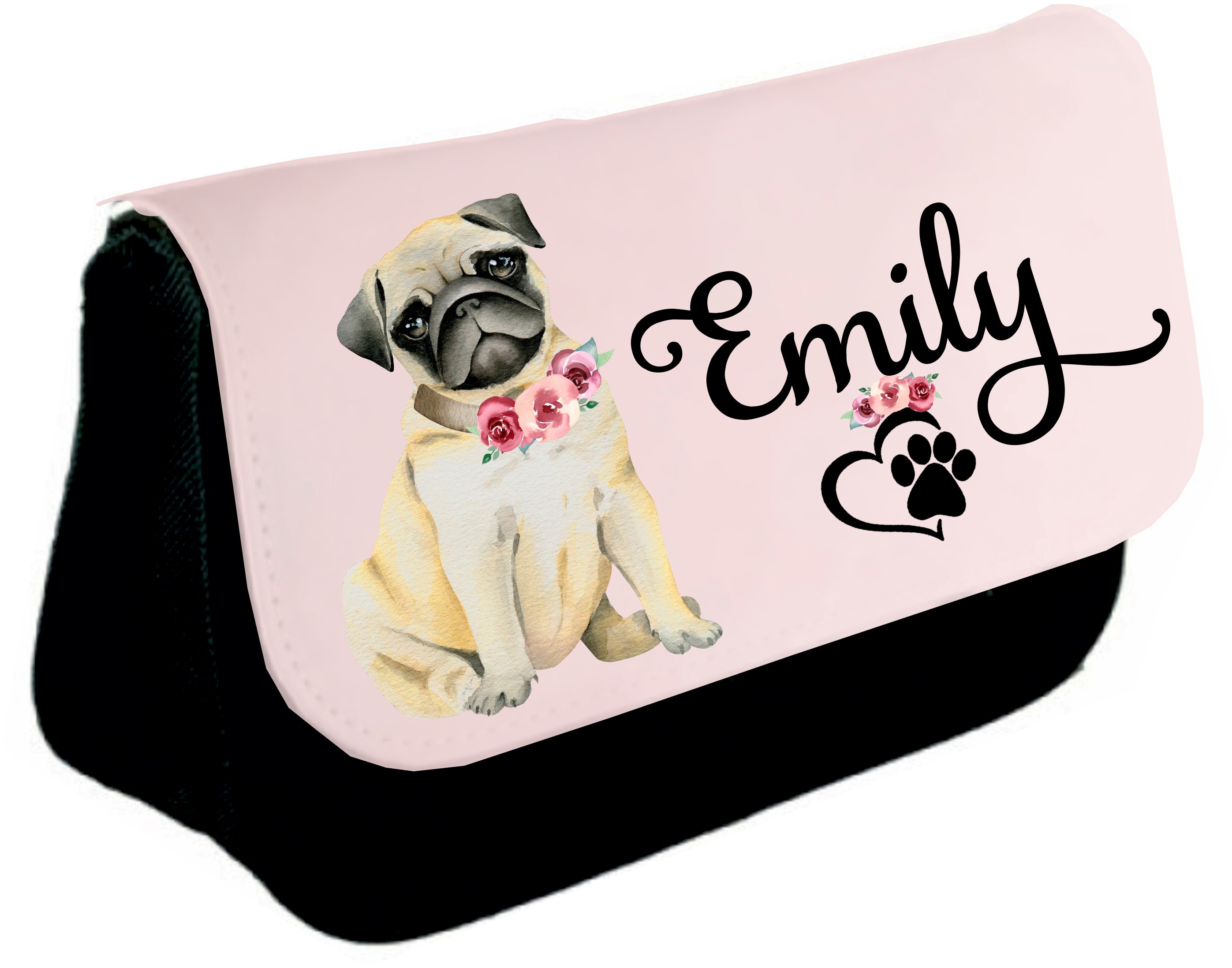 Pug Pencil Case Personalised Pug Back to School Girls Birthday