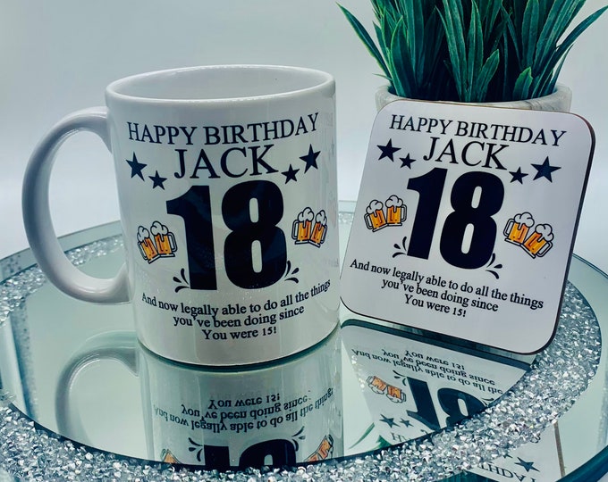 Personalised 18th Birthday Mug Gift Coaster Boy Man Male 18 Years Old — free download
