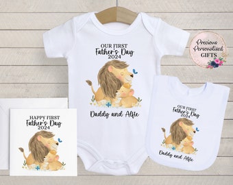 First Father's Day Baby Vest, 1st Father's day gift, Boys  first fathers day outfit, first fathers day, fathers day gift Personalised Lion