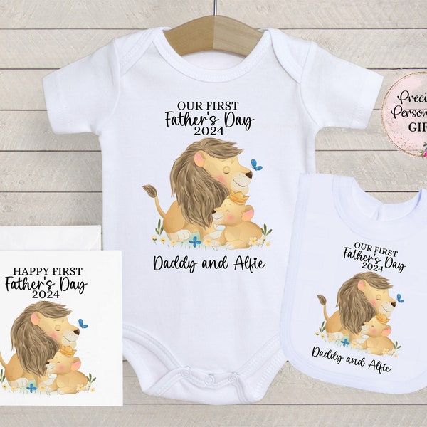 First Father's Day Baby Vest, 1st Father's day gift, Boys  first fathers day outfit, first fathers day, fathers day gift Personalised Lion