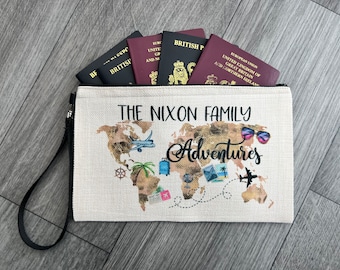 Family Passport Holder Gold Personalised Passport Travel Documents Holder Pouch Luggage Tags also available Holiday Items Custom Passport