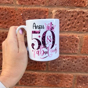Ladies Personalised 50th Birthday Mug, 50 & Fabulous image 7