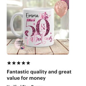 Ladies Personalised 50th Birthday Mug, 50 & Fabulous image 13
