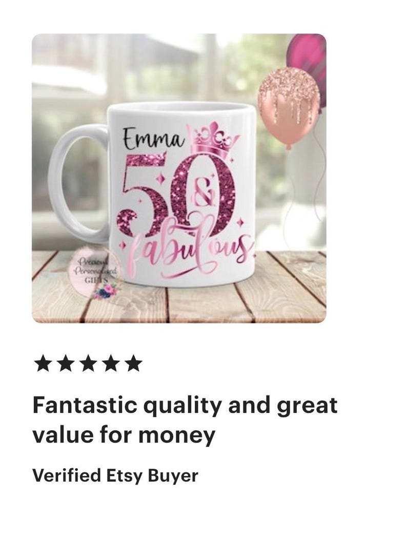Ladies Personalised 50th Birthday Mug, 50 & Fabulous image 13